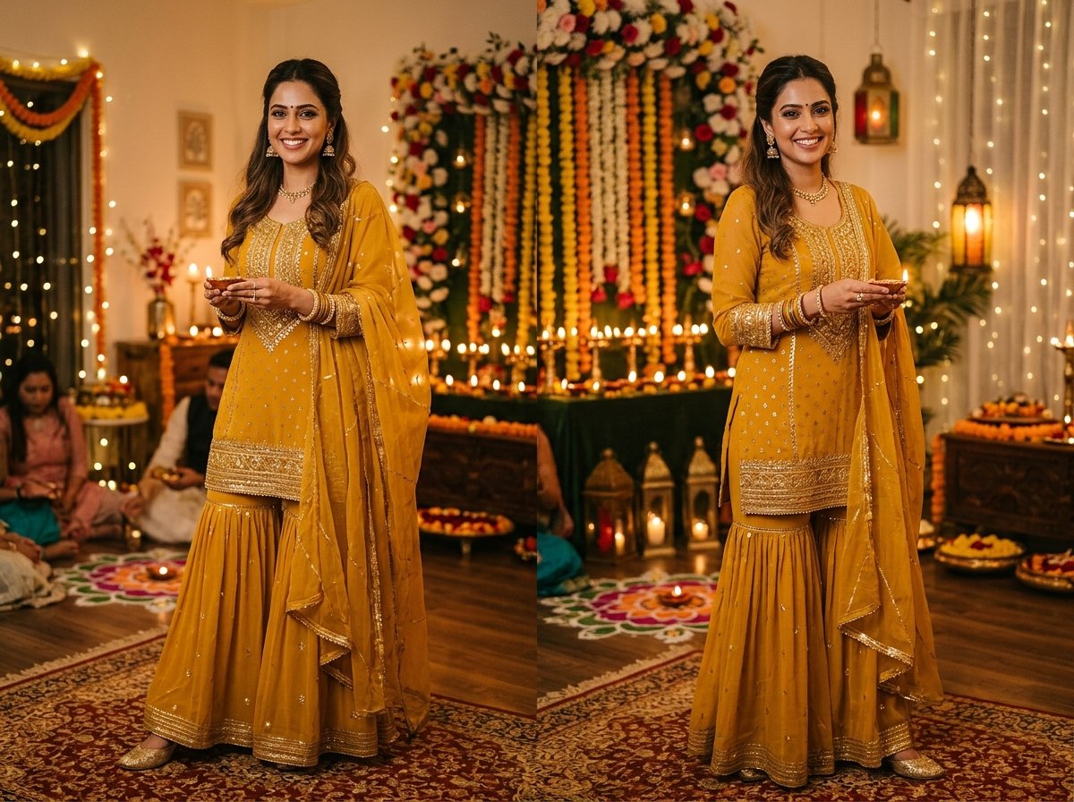 Festive Sharara Kurti Set